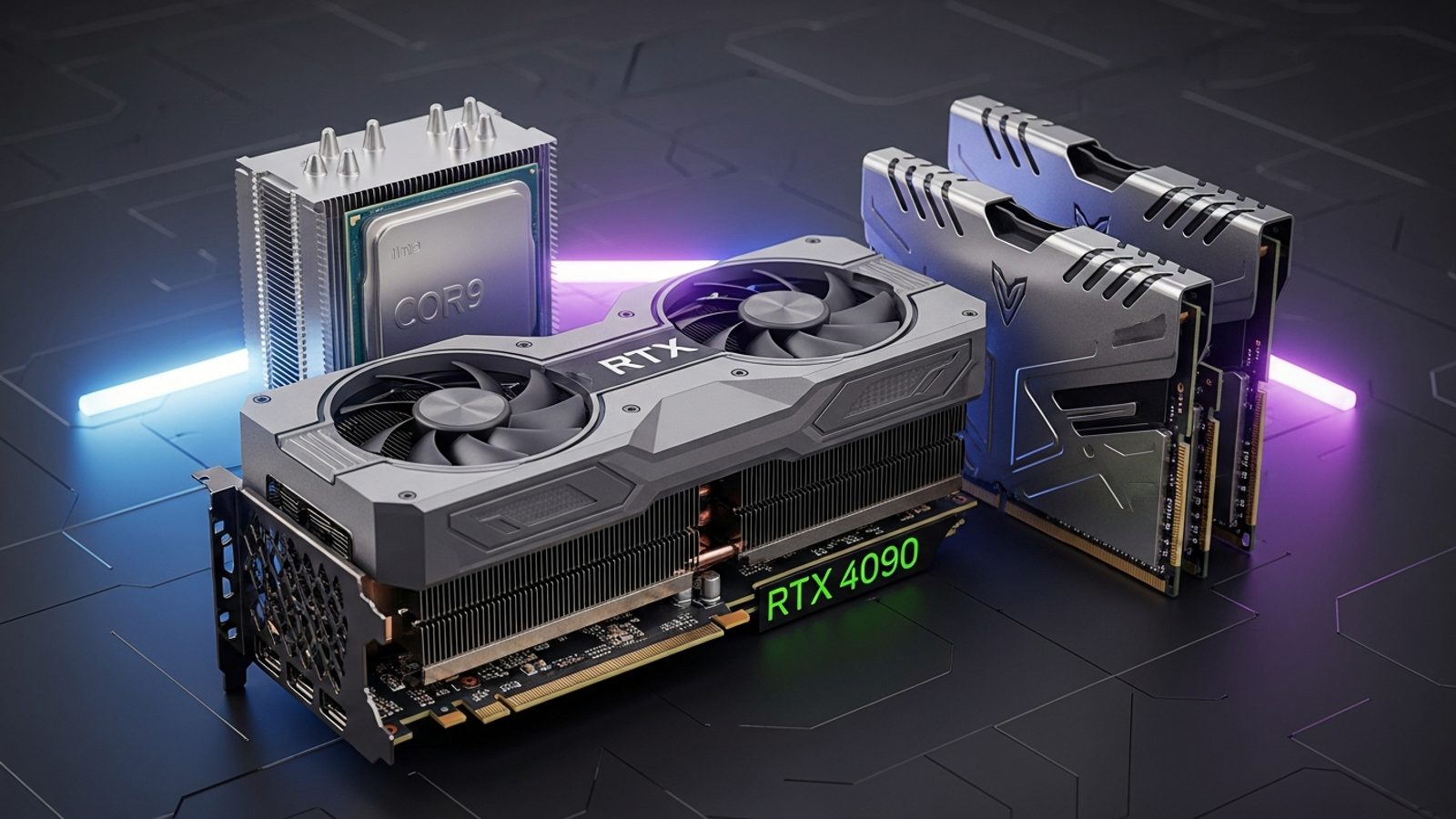 Componentes de PC: tarjeta de video, procesador y memorias RAM